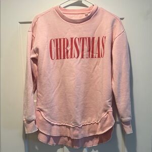 Pink "Christmas" Layered Hem Sweatshirt - Women's size S